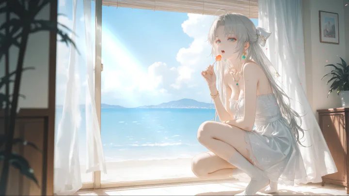 白发少女窗边海景插画.png