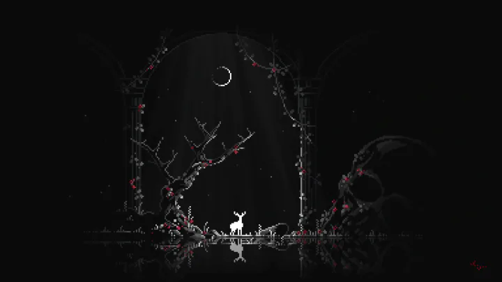 像素暗夜月下白鹿剪影.png