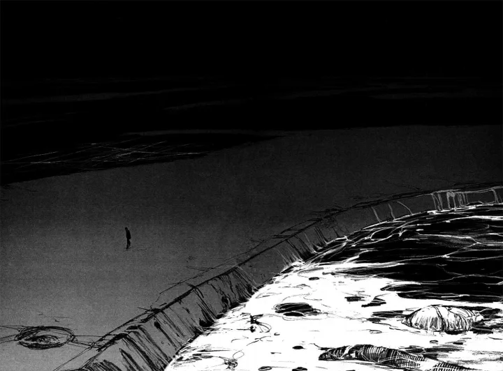 黑白海岸孤独人物插画.png